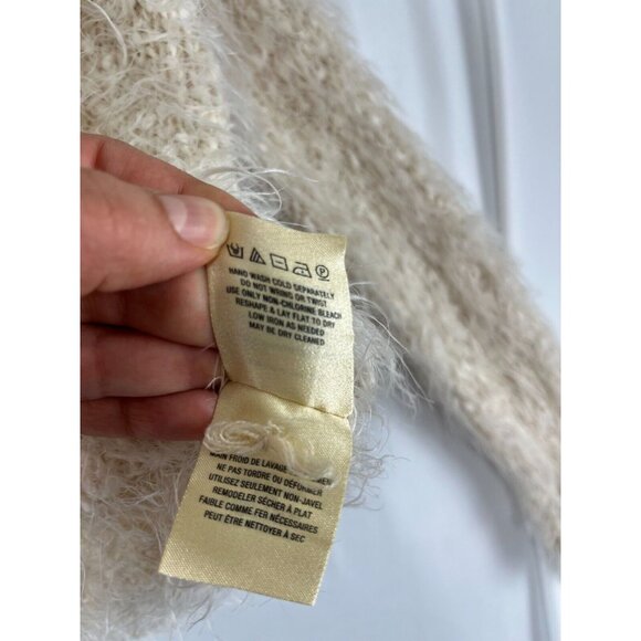 Anthropologie Knitted & Knotted Fuzzy Faux Fur V-Neck Women's Sweater - Picture 8 of 14